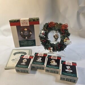1990 Hallmark Little Frosty Friends memory Wreath -Complete Collection-All 5 -A4